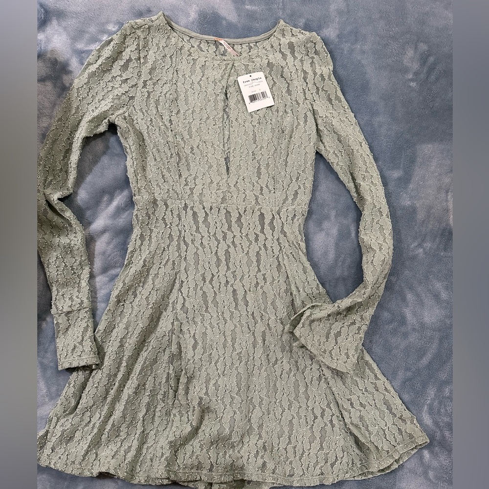 Light green Free People long sleeve lace dress. Never worn with tags.